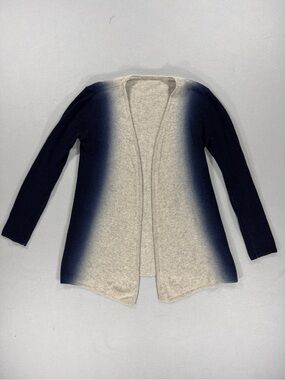 Ombre Dip Dye Navy Cream Open Front Cardigan Sweater Soft Knit Womens M/L Boho